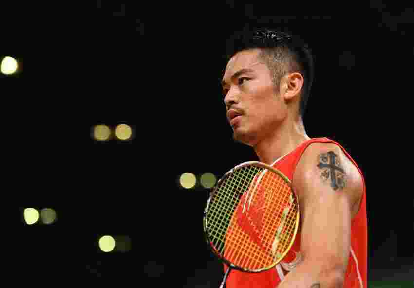 中国选手林丹在比赛中